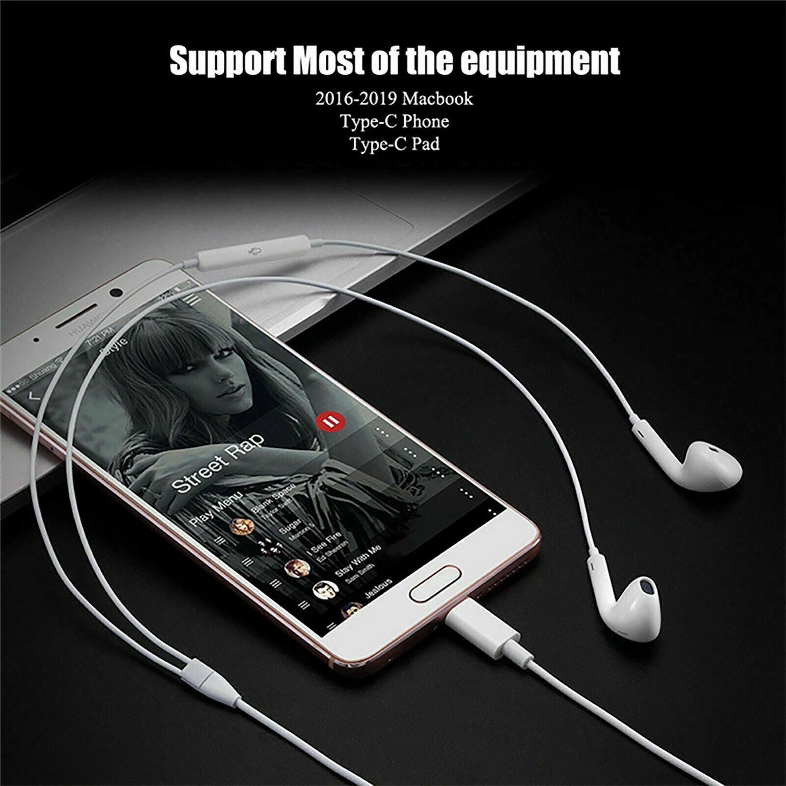 USB Type C Earphones with Mic & Control for Samsung Galaxy S21 S21+ S21